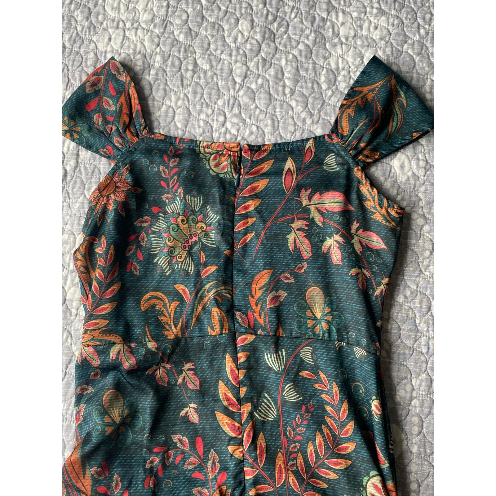 Averie Halley Ruched Midi Dress Flowery Print On Cobalt Blue Size Small - New — image 3 of 8